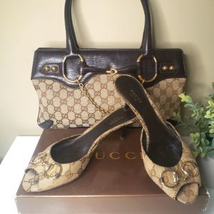 GUCCI GG Monogram Horsebit Kitten Heels